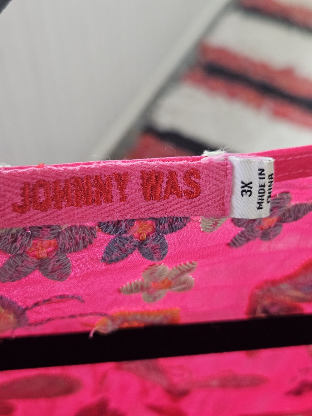 Johnny Was Hot Pink Embroidered Butterfly  Bellona Blouse Sz 3X - Picture 6 of 9